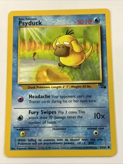 Psyduck 53/62 Fossil Regular 1999 Unlimited Pokemon Game TCG - Image 1