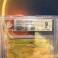 Pokemon Mega Charizard X EX MHR Holo 130/094 Phantasmal Flames Beckett 9 2025 - Image 3