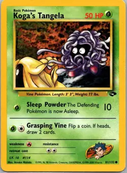Pokemon TCG Kogas Tangela 81/132 Gym Challenge LP - Image 1