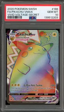 Pokemon Pikachu VMAX Vivid Voltage Secret Rare #188 PSA 10 Gem Mint - Image 1