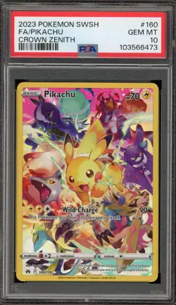 Pokemon Pikachu Crown Zenith Secret Rare Full Art #160 PSA 10 Gem Mint - Image 1