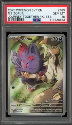 Pokemon Center Stamp Promo N's Zorua Journey Together ETB SVP EN 189 PSA 10 - Image 1