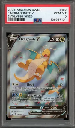 Pokemon Dragonite V Evolving Skies Full Alt Art #192 PSA 10 Gem Mint - Image 1