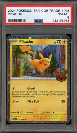 Pokemon Pikachu 2024 Trick or Trade Holo #018 PSA 8 - Image 1