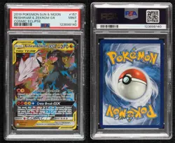 Reshiram & Zekrom GX Pokemon Sun & Moon Cosmic Eclipse PSA 9 MINT - Image 3