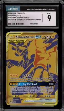 Pokemon Pikachu & Zekrom GX Premium Coll. Full Art Promo SM248 CGC 9 Mint - Image 1