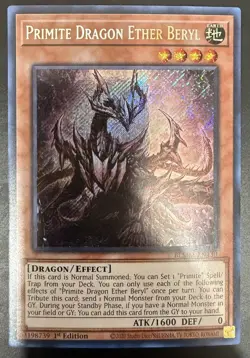 Yugioh - Primite Dragon Ether Beryl Secret Rare BLMM-EN130, Near Mint, 1st Ed - Image 1