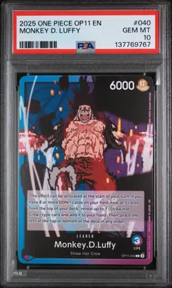 2025 ONE PIECE OP11-A FIST OF DIVINE SPEED #040 MONKEY D. LUFFY PSA GEM MINT 10 - Image 1