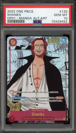One Piece CCG Shanks Manga Alternate Art OP01-120 PSA 10 Gem Mint - Image 1