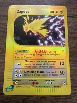 Pokemon Zapdos 44/147 Aquapolis Reverse Holo Foil Moderately Played - Image 1