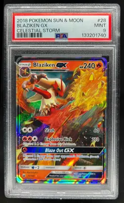2018 Pokemon Sun & Moon Celestial Storm Blaziken Holo #28/168 PSA 9 - Image 1
