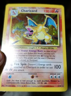 Charizard 4/102 Holo Base Set Light Holobleed Error Misprint Pokemon Card LP-PL - Image 1