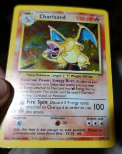 Charizard 4/102 Holo Base Set Light Holobleed Error Misprint Pokemon Card LP-PL - Image 2