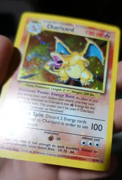 Charizard 4/102 Holo Base Set Light Holobleed Error Misprint Pokemon Card LP-PL - Image 5