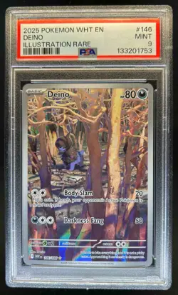 2025 Pokemon White Flare Deino Illustration Rare #146/086 PSA 9 - Image 1