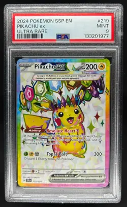 2024 Pokemon Surging Sparks Pikachu Ex #219/191 PSA 9 - Image 1