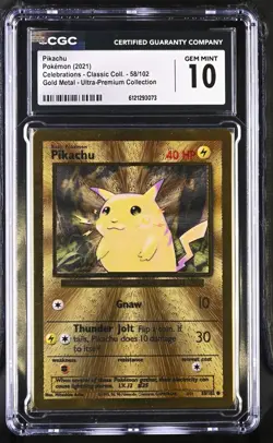 2021 Pokemon Pikachu Celebrations UPC 58/102 Gold Metal UPC CGC GEM MINT 10 - Image 1
