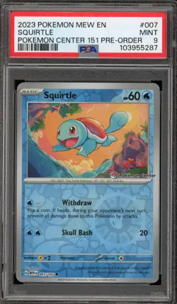 Pokemon Squirtle Pokemon Center 151 Pre-Order Reverse Holo #007 PSA 9 Mint - Image 1