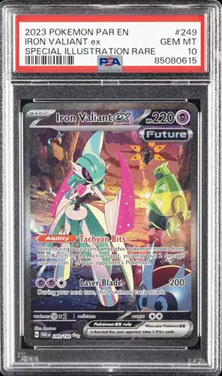 2023 POKEMON PAR EN-PARADOX RIFT #249 IRON VALIANT EX PSA 10 - Image 1