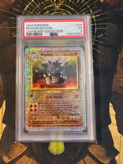 Pokemon Rhydon 35/110 Legendary Collection Reverse Holo PSA 5 - Image 1