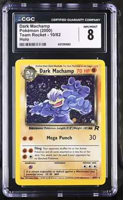 2000 Pokemon Dark Machamp Team Rocket 10/82 Holo CGC NM/MINT 8 - Image 1