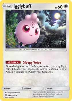 Igglybuff 168/236 Uncommon SM - Cosmic Eclipse Pokemon Card - Image 1