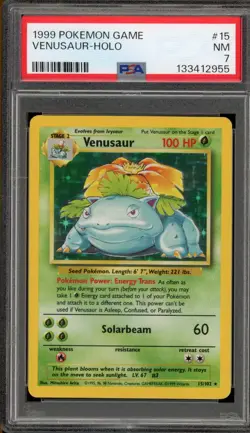 Pokemon Venusaur Base Set Unlimited Holo Rare #15 PSA 7 - Image 1