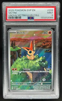 2025 Pokemon SVP BSP Victini Unova Illustration Collection #208 PSA 9 - Image 1