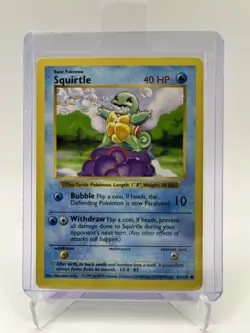 Pokemon Squirtle TCG Base Set Shadowless Common Card 63/102 Regular LP! - Image 1