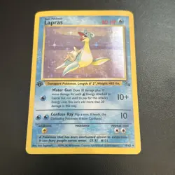 Lapras Holo 10/62 Fossil Holo 1st Edition Pokemon TCG - Image 1