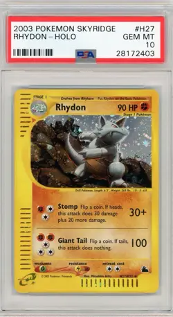 Pokemon Rhydon Skyridge Holo Rare #H27 PSA 10 Gem Mint - Image 1