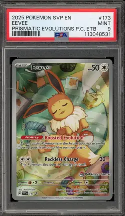 Pokemon Center Stamp Promo Eevee Prismatic Evolutions ETB SVP EN 173 PSA 9 - Image 1