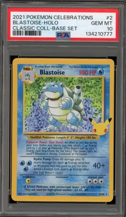 Pokemon Blastoise Celebrations Classic Coll. Base Set Holo Rare #2 PSA 10 - Image 1