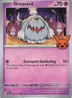 2024 Trick or Trade Pokemon TCG Greavard 042/91 Common Regular - Image 1