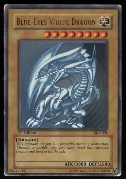 3x Blue-Eyes White Dragon SDK-001 Ultra Rare 1st Edition FOIL LINE ERROR Yugioh - Image 4