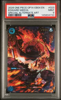 2026 Edward Weevil (SP) EB01-023 OP14 The Azure Sea's Seven ENGISH PSA 9 MINT - Image 1