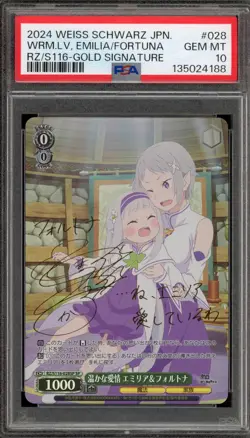 Weiss Schwarz Warm Love Emilia & Fortuna Gold Signature JPN RZ/S116-028SP PSA 10 - Image 1