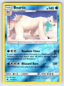 Beartic 62/214 2018 S&M Lost Thunder Pokemon Card Reverse Holo Rare - Nm/Vlp - Image 1