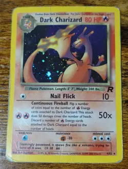 Dark Charizard 4/82 Holo Insufficient Ink Error Team Rocket Pokemon Card DMG^ - Image 1