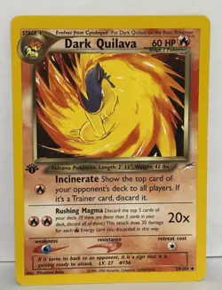 Pokemon Card - Dark Quilava Neo Destiny 39/105 Uncommon 1st Edition - Image 1