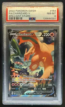 2022 Pokemon SWSH Brilliant Stars Charizard V #154/172 PSA 8 - Image 1