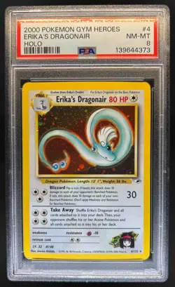 2000 Pokemon Gym Heroes Erika's Dragonair Holo #4/132 PSA 8 - Image 1