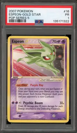 Pokemon Espeon Gold Star POP Series 5 #16 PSA 1 - Image 1