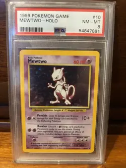 1999 Pokemon TCG Mewtwo Base Set Holo Unlimited Rare PSA 8 - Image 1