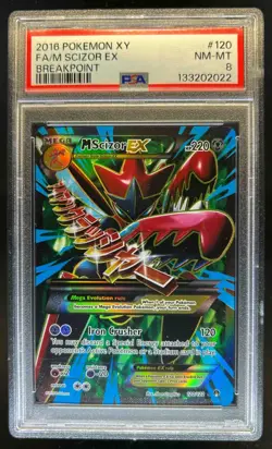 2016 Pokemon XY BREAKpoint M Scizor #120/122 PSA 8 - Image 1