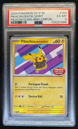 2024 Pokemon SV-P IN Pikachu Batik Shirt Indonesian Journey Campaign #154 PSA 6 - Image 1