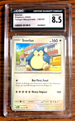 Snorlax Uncommon #136 - CGC NM/MINT+ 8.5 - SV Twilight Masquerade - Pokemon TCG - Image 1