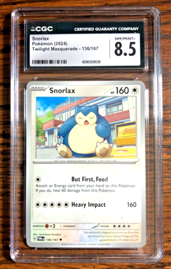 Snorlax Uncommon #136 - CGC NM/MINT+ 8.5 - SV Twilight Masquerade - Pokemon TCG - Image 4