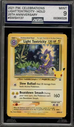Pokemon Light Toxtricity Celebrations Black Star Holo Promo SWSH137 AGS 9 Mint - Image 1