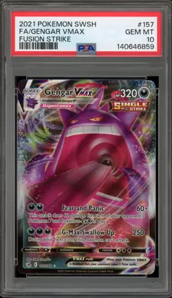 Pokemon Gengar VMAX Fusion Strike Full Art #157 PSA 10 Gem Mint - Image 1